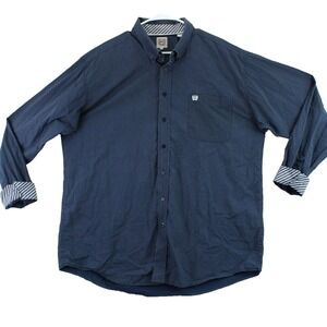 Cinch Mens Long Sleeve Blue Dotted Button Up‎ Shirt XL